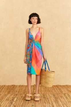 Farm Rio Blue Painted Birds Midi Cover-Up
