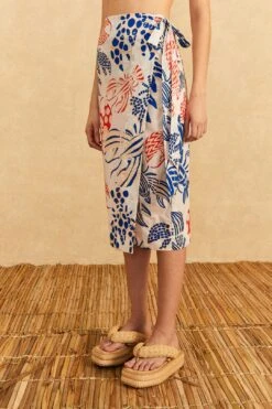 Farm Rio Off-White Mixed Lobster Wrap Skirt -Farm Rio 310587 03