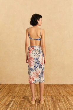 Farm Rio Off-White Mixed Lobster Wrap Skirt -Farm Rio 310587 04
