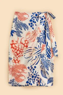 Farm Rio Off-White Mixed Lobster Wrap Skirt -Farm Rio 310587 06