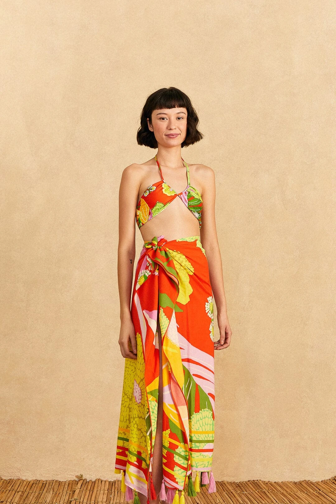 Farm Rio Red Neon Floral Sarong 3 Farm Rio Red Neon Floral Sarong