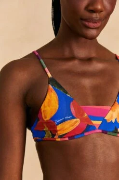 Farm Rio Blue Floral Tropical & Colorful Stripes Bikini Top 9 Farm Rio Blue Floral Tropical & Colorful Stripes Bikini Top -Farm Rio 310618 03