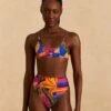 Farm Rio Blue Floral Tropical & Colorful Stripes High Waisted Bikini Bottom 1 Farm Rio Blue Floral Tropical & Colorful Stripes High Waisted Bikini Bottom -Farm Rio 310619 01