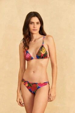 Farm Rio Blue Floral Tropical & Colorful Stripes Bikini Bottom