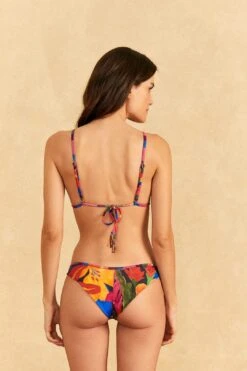 Farm Rio Blue Floral Tropical & Colorful Stripes Bikini Bottom -Farm Rio 310623 04