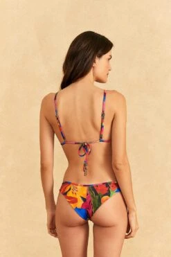 Farm Rio Blue Floral Tropical & Colorful Stripes Triangle Bikini Top -Farm Rio 310624 03