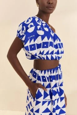 Farm Rio Off-White Pitta Tiles One-Shoulder Maxi Dress -Farm Rio 310650 03