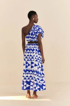 Farm Rio Off-White Pitta Tiles One-Shoulder Maxi Dress -Farm Rio 310650 04