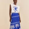 Farm Rio Blue Ondina Midi Skirt 1 Farm Rio Blue Ondina Midi Skirt -Farm Rio 310651 01