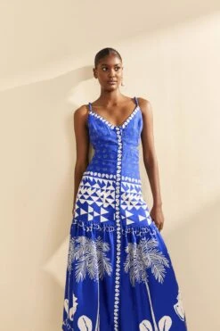Farm Rio Blue Mixed Ondina Midi Dress 10 Farm Rio Blue Mixed Ondina Midi Dress -Farm Rio 310652 03