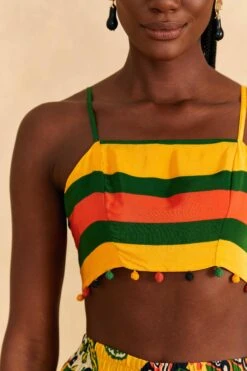 Farm Rio Yellow, Green & Red Striped Crop Top -Farm Rio 310659 03