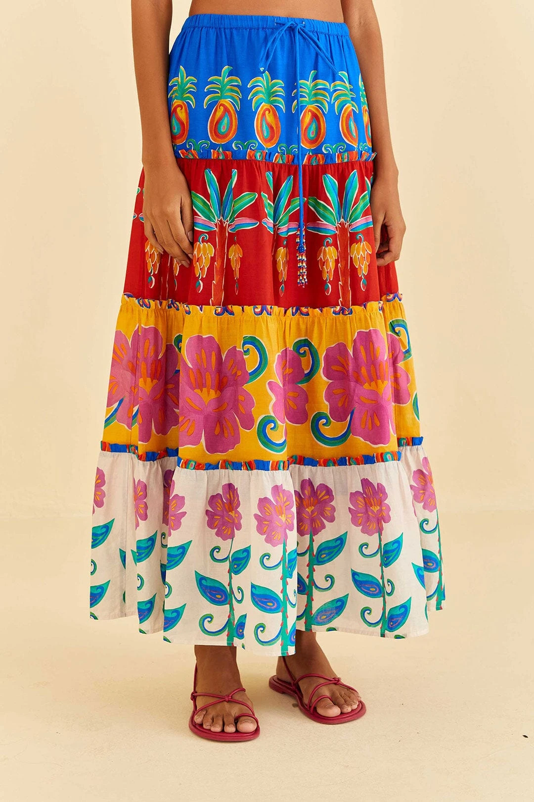 Farm Rio Off-White Vivid Garden Maxi Skirt 4 Farm Rio Off-White Vivid Garden Maxi Skirt - Image 2