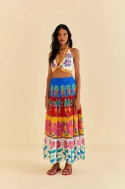 Farm Rio Off-White Vivid Garden Maxi Skirt 10 Farm Rio Off-White Vivid Garden Maxi Skirt -Farm Rio 310663 03
