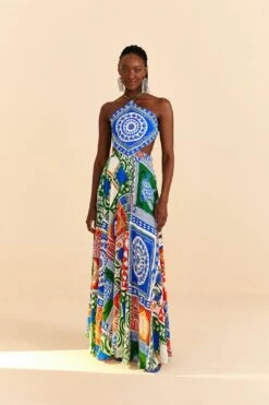 Farm Rio Off-White Pitta Colors Maxi Dress