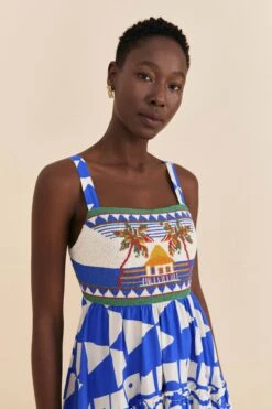 Farm Rio Mixed Pitta Colors Organic Cotton Embroidered Midi Dress 12 Farm Rio Mixed Pitta Colors Organic Cotton Embroidered Midi Dress -Farm Rio 310673 05