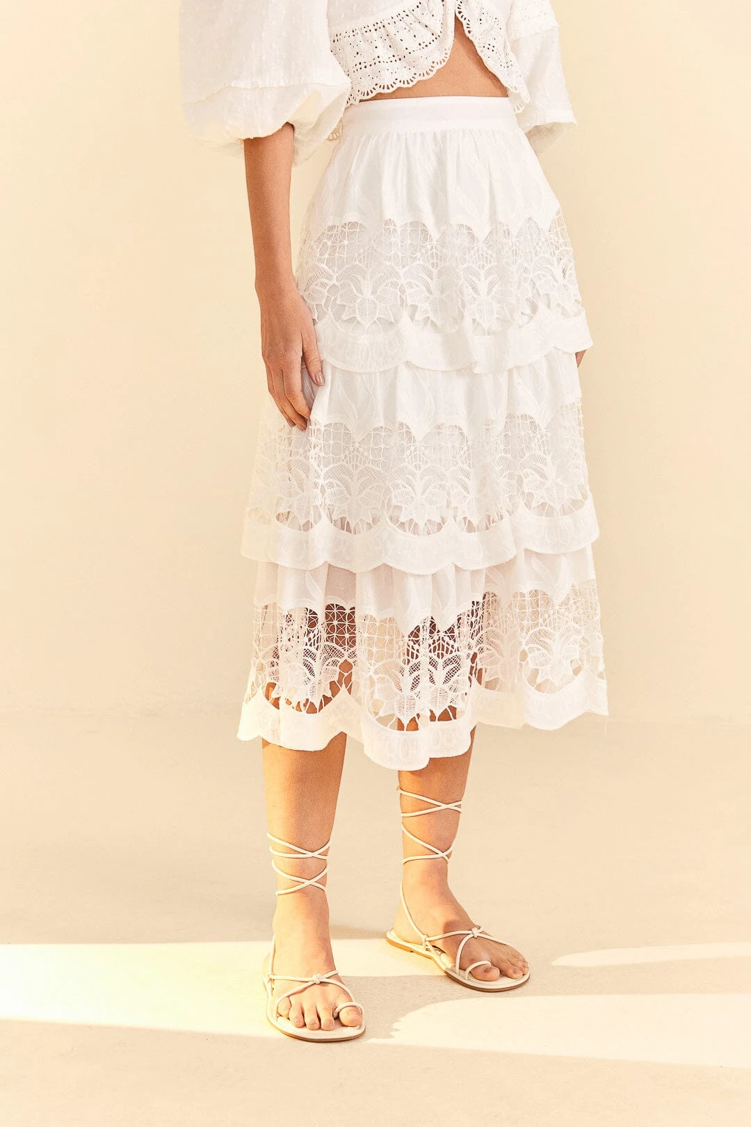 Farm Rio White Lace Midi Skirt 5 Farm Rio White Lace Midi Skirt - Image 3