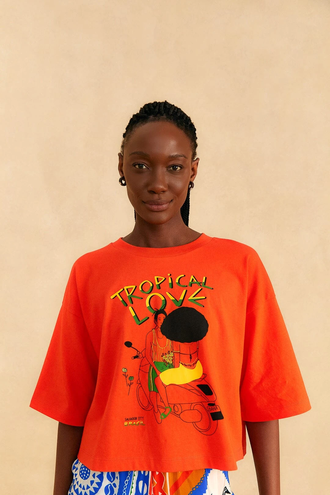 Farm Rio Orange Tropical Love Organic Cotton T-Shirt 3 Farm Rio Orange Tropical Love Organic Cotton T-Shirt