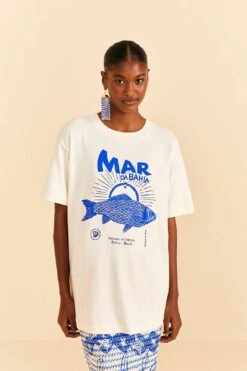 Farm Rio White Mar Da Bahia Organic Cotton T-shirt