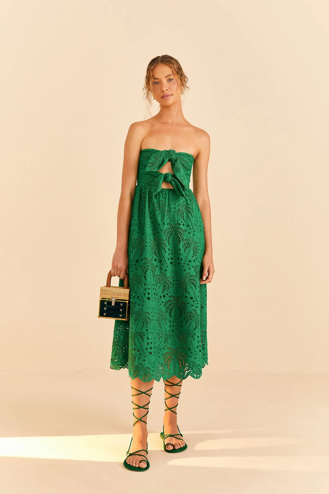 Farm Rio Green Coconut Tree Richelieu Midi Dress 3 Farm Rio Green Coconut Tree Richelieu Midi Dress