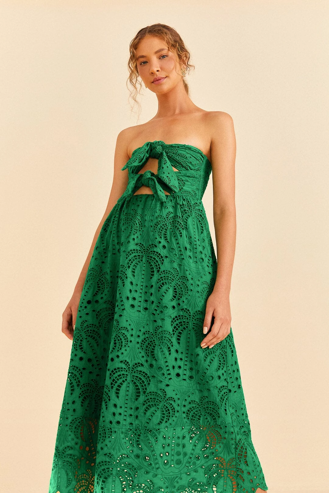Farm Rio Green Coconut Tree Richelieu Midi Dress 4 Farm Rio Green Coconut Tree Richelieu Midi Dress - Image 2
