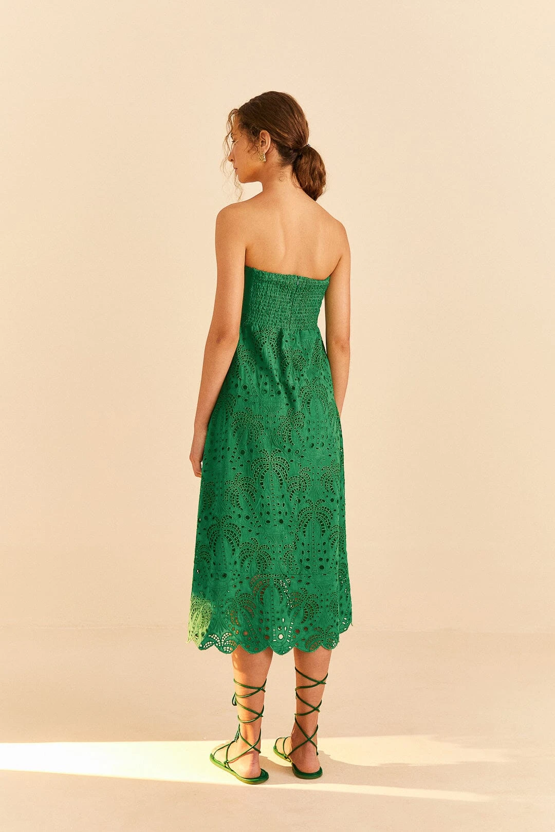 Farm Rio Green Coconut Tree Richelieu Midi Dress 6 Farm Rio Green Coconut Tree Richelieu Midi Dress - Image 4