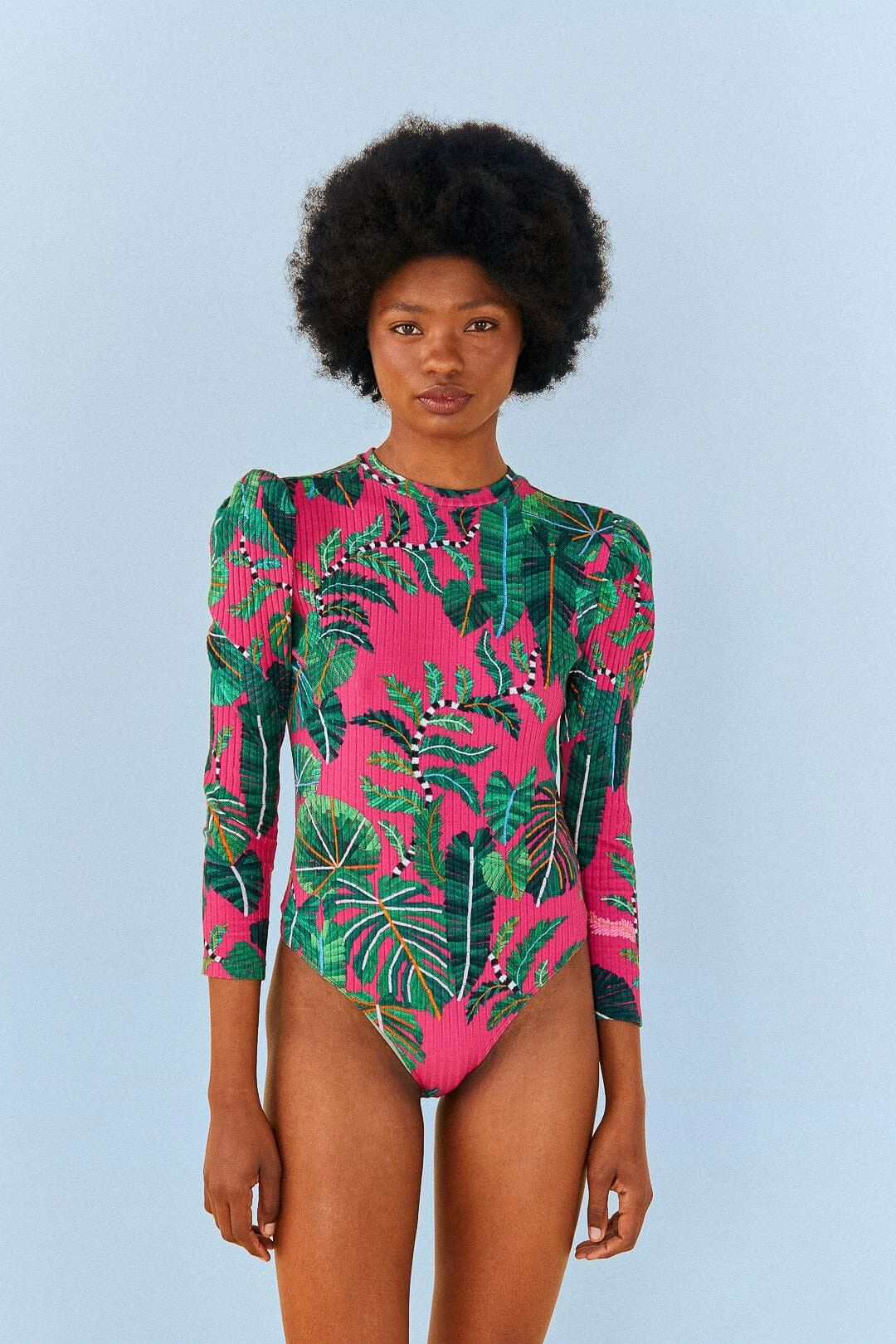Farm Rio Pink Leaves Oganic Cotton Bodysuit 4 Farm Rio Pink Leaves Oganic Cotton Bodysuit - Image 2