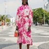 Farm Rio Pink Tropical Groove Midi Dress 1 Farm Rio Pink Tropical Groove Midi Dress -Farm Rio 311372 01