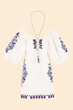 Farm Rio Off-White Navy Embroidery Mini Dress 13 Farm Rio Off-White Navy Embroidery Mini Dress -Farm Rio 311390