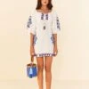 Farm Rio Off-White Navy Embroidery Mini Dress 2 Farm Rio Off-White Navy Embroidery Mini Dress -Farm Rio 311390 01