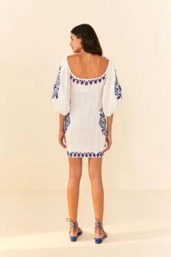 Farm Rio Off-White Navy Embroidery Mini Dress 11 Farm Rio Off-White Navy Embroidery Mini Dress -Farm Rio 311390 04