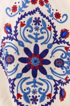 Farm Rio Off-White Navy Embroidery Mini Dress 12 Farm Rio Off-White Navy Embroidery Mini Dress -Farm Rio 311390 05