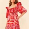 Farm Rio Red Summer Sunrise Organic Cotton Mini Dress 2 Farm Rio Red Summer Sunrise Organic Cotton Mini Dress -Farm Rio 311432 01