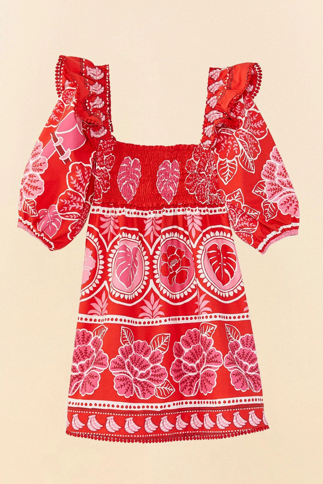 Farm Rio Red Summer Sunrise Organic Cotton Mini Dress 8 Farm Rio Red Summer Sunrise Organic Cotton Mini Dress - Image 6