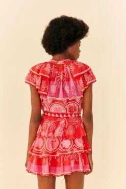 Farm Rio Red Summer Sunrise Mini Skirt 10 Farm Rio Red Summer Sunrise Mini Skirt -Farm Rio 311481 03