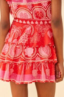 Farm Rio Red Summer Sunrise Mini Skirt 11 Farm Rio Red Summer Sunrise Mini Skirt -Farm Rio 311481 04