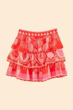 Farm Rio Red Summer Sunrise Mini Skirt 13 Farm Rio Red Summer Sunrise Mini Skirt -Farm Rio 311481 06