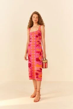 Farm Rio Pink Rio Tiles Knit Dress