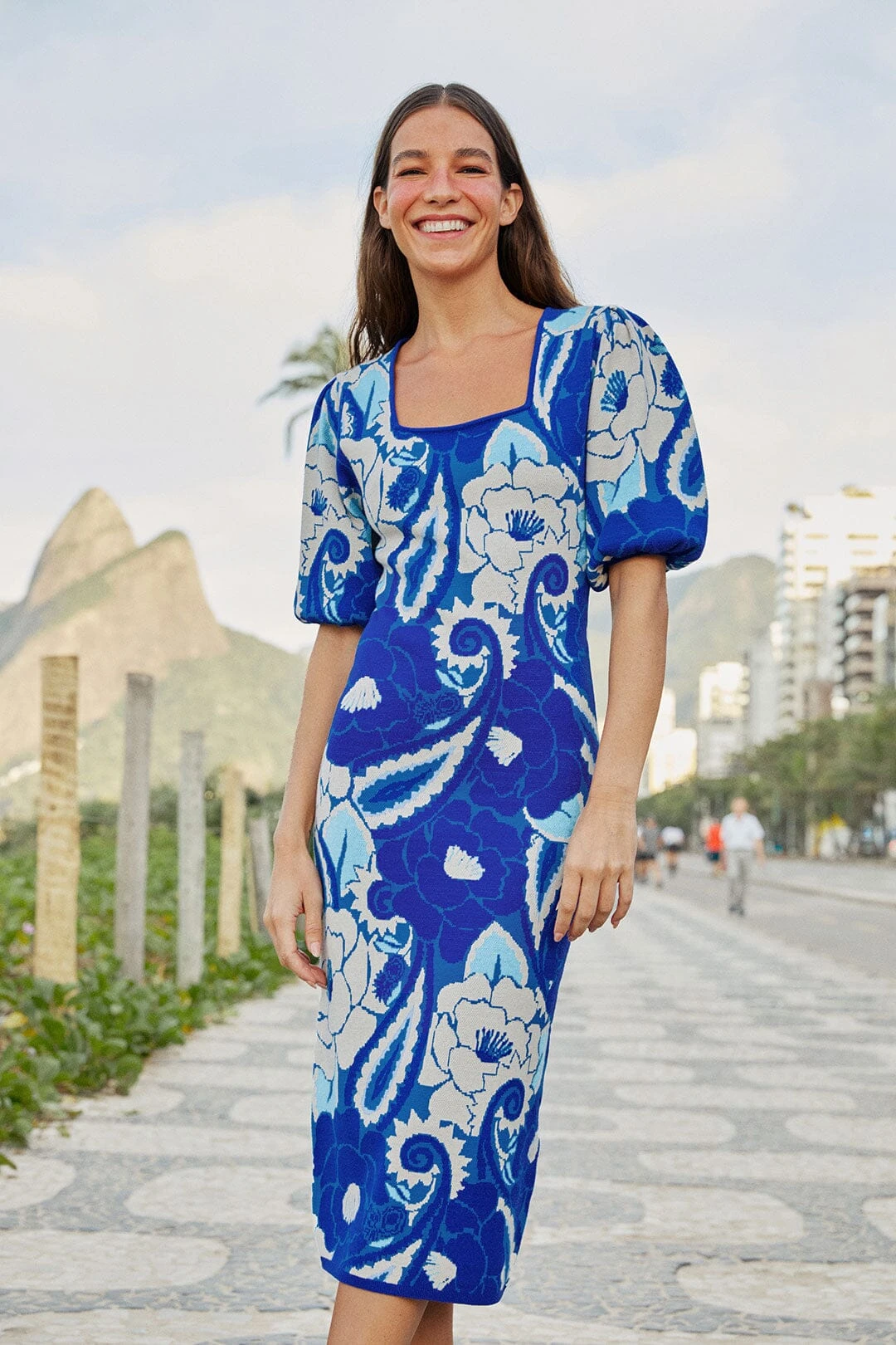 Farm Rio Blue Tropical Groove Knit Midi Dress 3 Farm Rio Blue Tropical Groove Knit Midi Dress