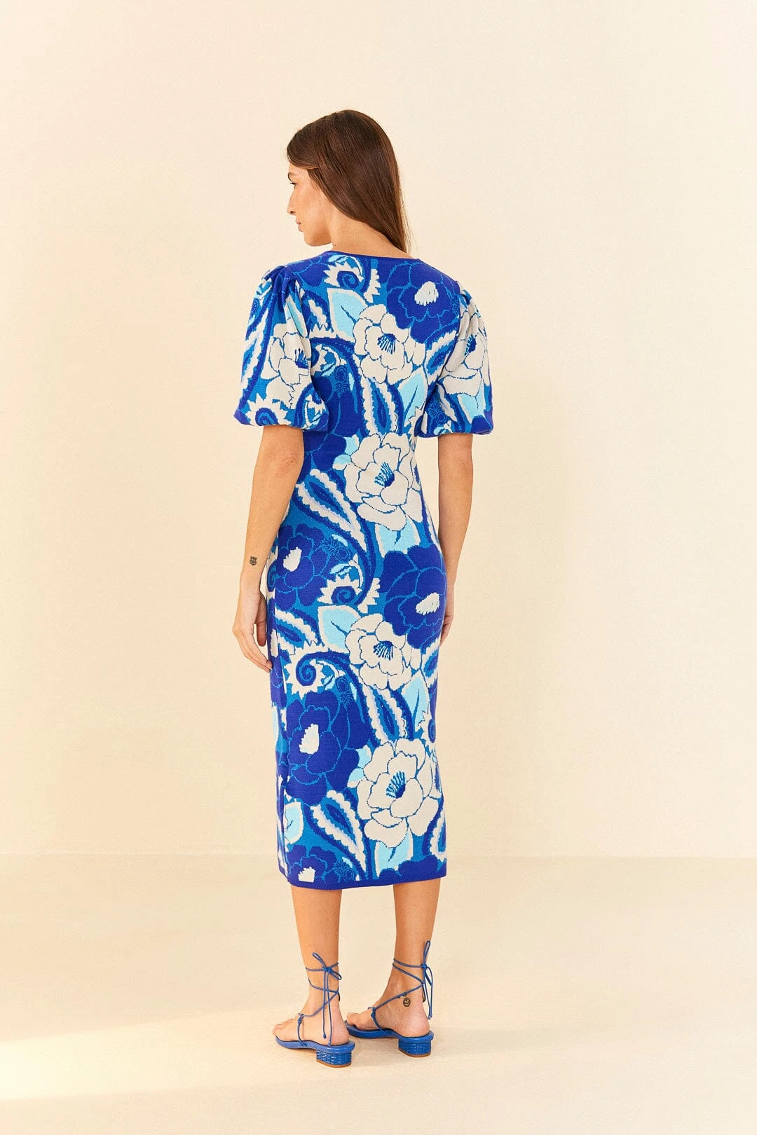 Farm Rio Blue Tropical Groove Knit Midi Dress 5 Farm Rio Blue Tropical Groove Knit Midi Dress - Image 3