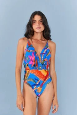 Farm Rio Blue Macaw Party One Piece Swimsuit -Farm Rio 311701 04