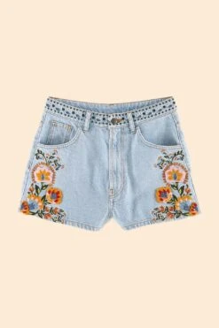 Farm Rio Summer Garden Embroidered Denim Shorts 13 Farm Rio Summer Garden Embroidered Denim Shorts -Farm Rio 311873 06