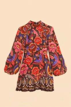 Farm Rio Brown Bright Flora Long Sleeve Mini Dress 15 Farm Rio Brown Bright Flora Long Sleeve Mini Dress -Farm Rio 311972 07