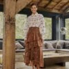 Farm Rio Caramel Embroidered Horses Layered Maxi Skirt 1 Farm Rio Caramel Embroidered Horses Layered Maxi Skirt -Farm Rio 311980 01