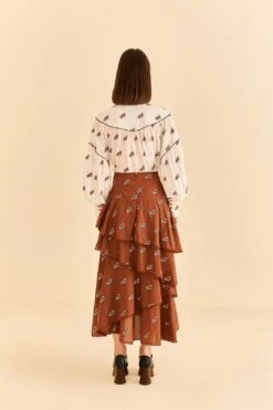 Farm Rio Caramel Embroidered Horses Layered Maxi Skirt 9 Farm Rio Caramel Embroidered Horses Layered Maxi Skirt -Farm Rio 311980 03