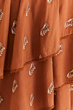 Farm Rio Caramel Embroidered Horses Layered Maxi Skirt 10 Farm Rio Caramel Embroidered Horses Layered Maxi Skirt -Farm Rio 311980 04