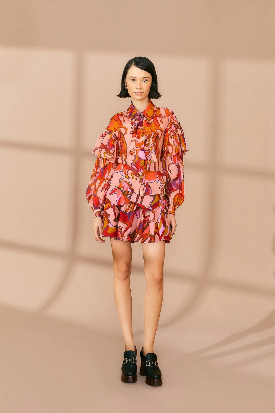 Farm Rio Rose Wild Horses Tiered Mini Skirt 4 Farm Rio Rose Wild Horses Tiered Mini Skirt - Image 2