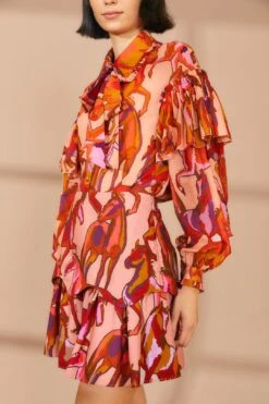 Farm Rio Rose Wild Horses Tiered Mini Skirt 10 Farm Rio Rose Wild Horses Tiered Mini Skirt -Farm Rio 311997 03