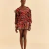 Farm Rio Brown Bright Flora Mini Skirt 1 Farm Rio Brown Bright Flora Mini Skirt -Farm Rio 312014 01
