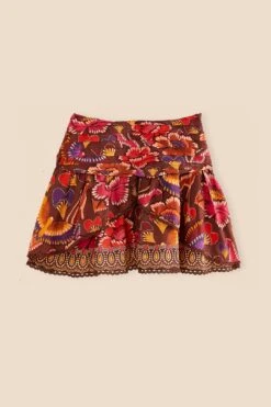 Farm Rio Brown Bright Flora Mini Skirt -Farm Rio 312014 06