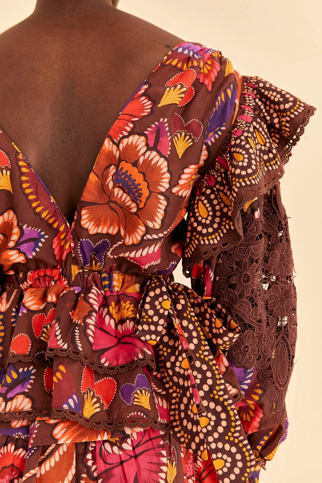 Farm Rio Brown Bright Flora Blouse 7 Farm Rio Brown Bright Flora Blouse - Image 5
